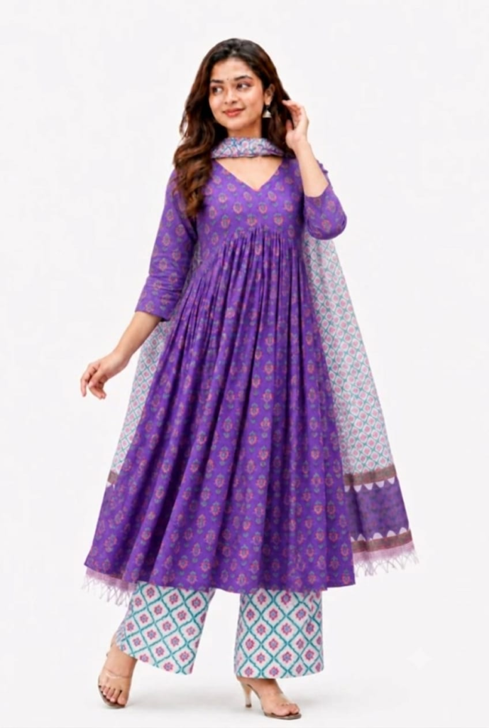 Purple Anarkali 3 Pcs
